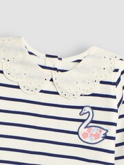 JoJo Maman Bébé Cream Swan Embroidered Peter Pan Sweatshirt - Image 3 of 3