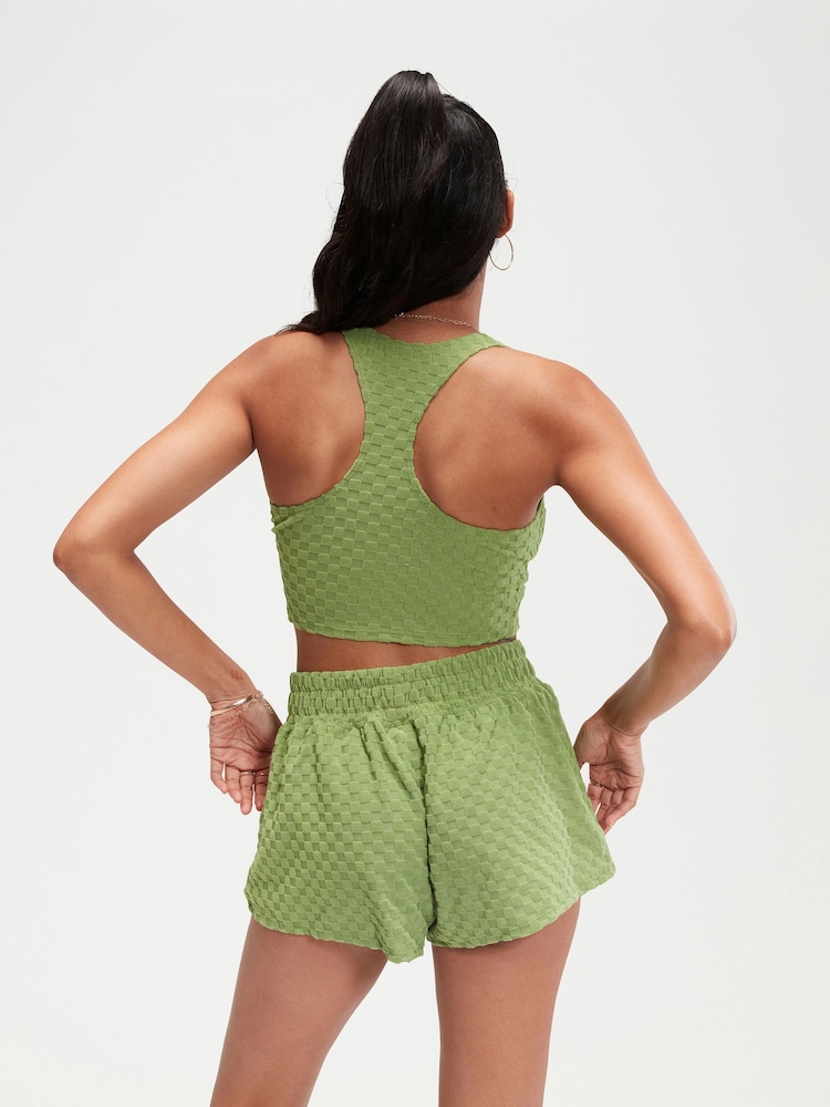 Speedo Green Terry Crop Bikini Top with UPF50+ Sun Protection - Image 2 of 6