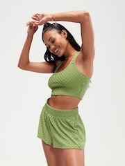 Speedo Green Terry Crop Bikini Top with UPF50+ Sun Protection - Image 3 of 6