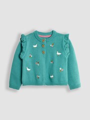 JoJo Maman Bébé Duck Egg Embroidered Pretty Cardigan - Image 3 of 5