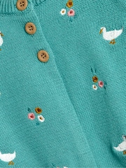 JoJo Maman Bébé Duck Egg Embroidered Pretty Cardigan - Image 5 of 5