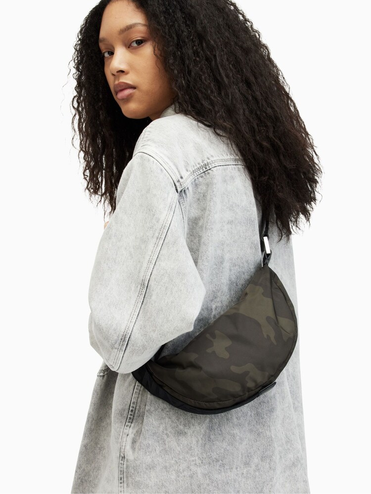 AllSaints Green Half Moon Rec Cross-Body Bag - Image 2 of 7