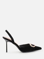 Simmi London Black Ellena Gold Detail Court Shoes - Image 2 of 4