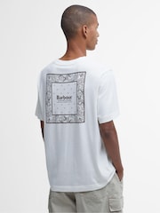 Barbour® White Relaxed Fit Thornley Back Print 100% Cotton T-Shirt - Image 1 of 7