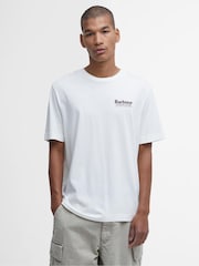 Barbour® White Relaxed Fit Thornley Back Print 100% Cotton T-Shirt - Image 2 of 7