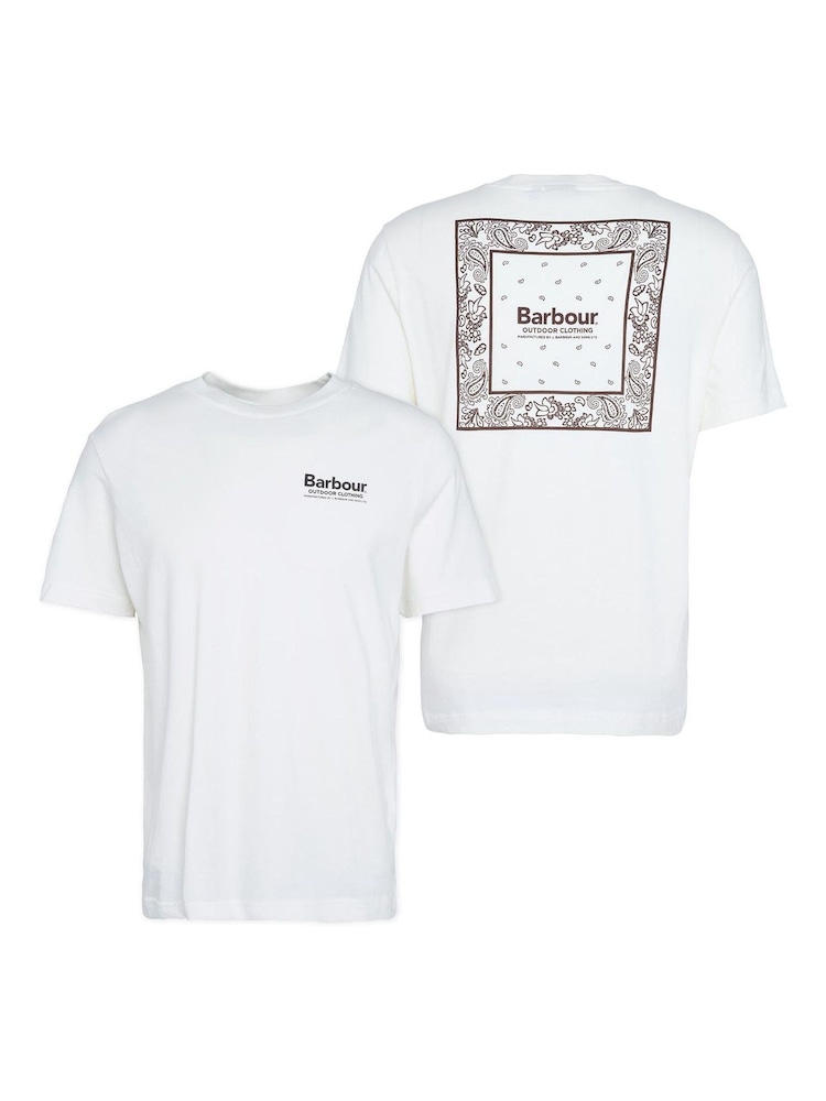 Barbour® White Relaxed Fit Thornley Back Print 100% Cotton T-Shirt - Image 7 of 7