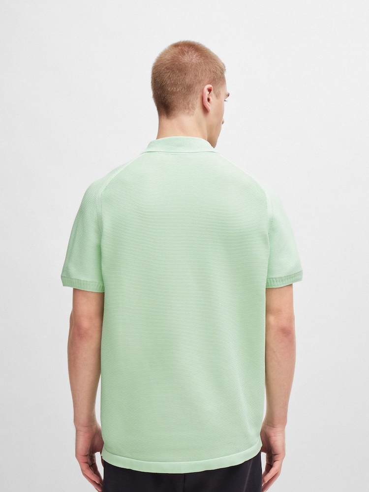 BOSS Green Short-Sleeved Zip-Neck Polo Sweater With Logo Detail - Image 2 of 5