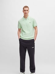 BOSS Green Short-Sleeved Zip-Neck Polo Sweater With Logo Detail - Image 3 of 5