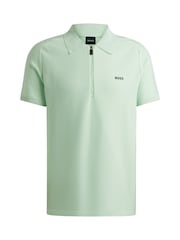 BOSS Green Short-Sleeved Zip-Neck Polo Sweater With Logo Detail - Image 5 of 5