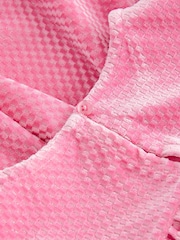 Pink Textured Puff Sleeve Velvet Party Dress (3mths-10yrs) - Image 4 of 7