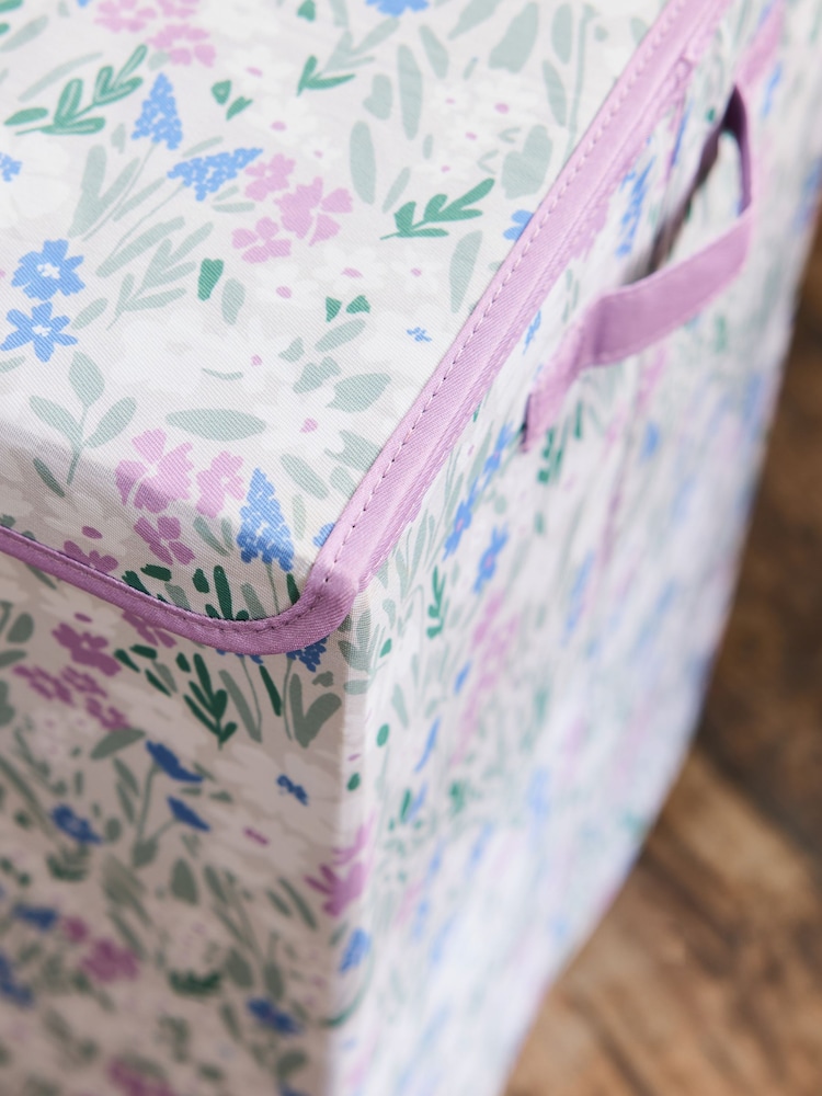 Lilac Purple Floral Print Laundry Basket Hamper - Image 4 of 5