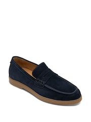 Loake Navy Blue Suede Saddle Loafers - Slika 2 iz 3