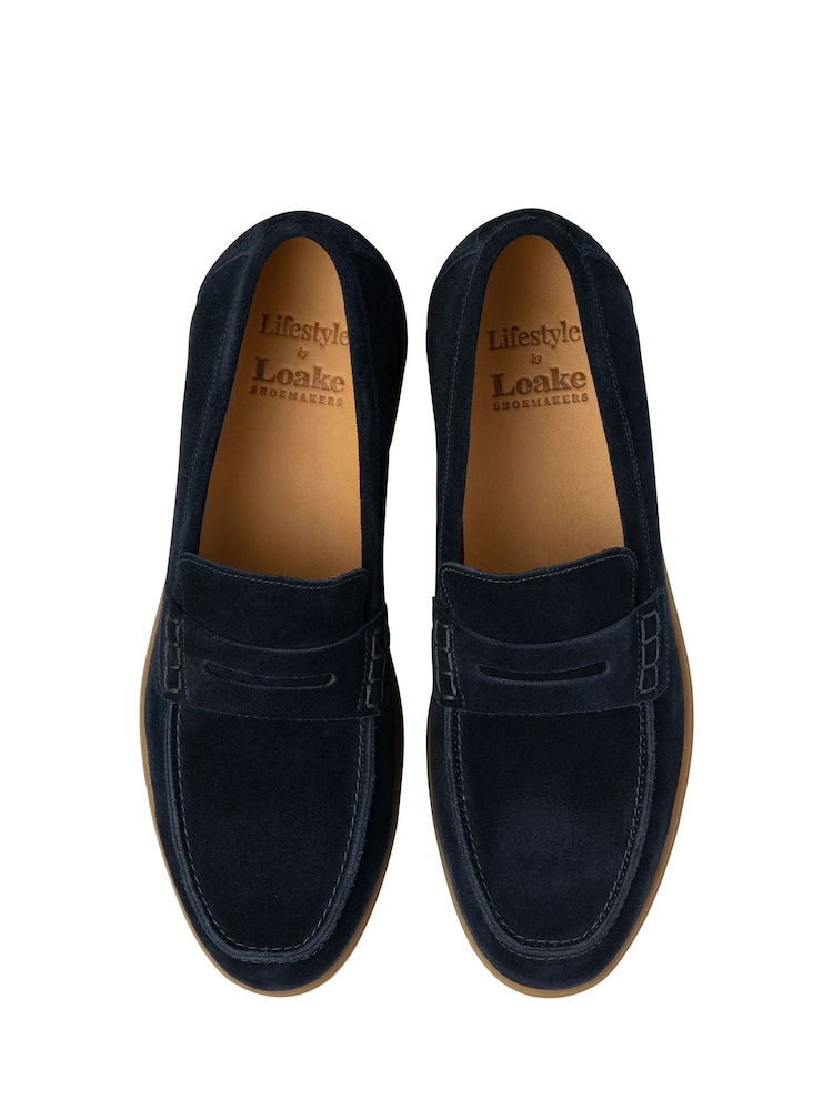 Loake Navy Blue Suede Saddle Loafers - Slika 3 iz 3