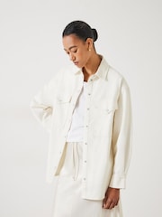 Blanco - Hush Oversized Davina Denim 100% Cotton Shirt - Imagen 1 de 5