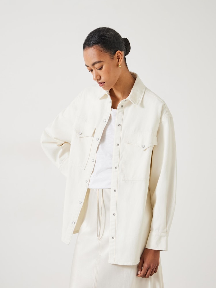 Blanco - Hush Oversized Davina Denim 100% Cotton Shirt - Imagen 1 de 5