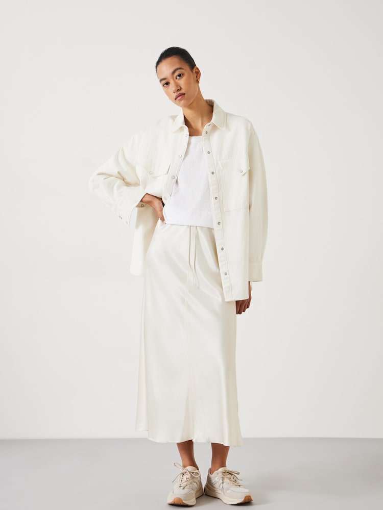 Blanco - Hush Oversized Davina Denim 100% Cotton Shirt - Imagen 2 de 5