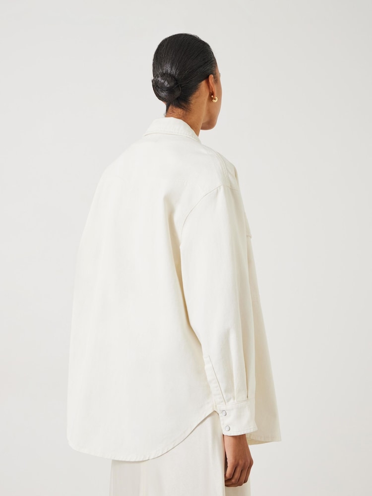 Hush White Oversized Davina Denim 100% Cotton Shirt - Image 3 of 5
