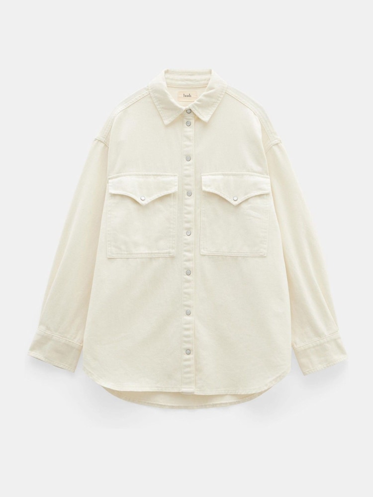 Blanco - Hush Oversized Davina Denim 100% Cotton Shirt - Imagen 5 de 5