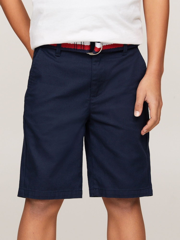 Tommy Hilfiger Blue Woven Belted Shorts - Image 1 of 6
