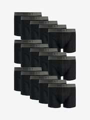 Black 15 Pack A-Front Pure 100% Cotton Boxers - Image 1 of 4