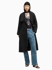 AllSaints Black Wyatt Trench Coats - Image 1 of 10
