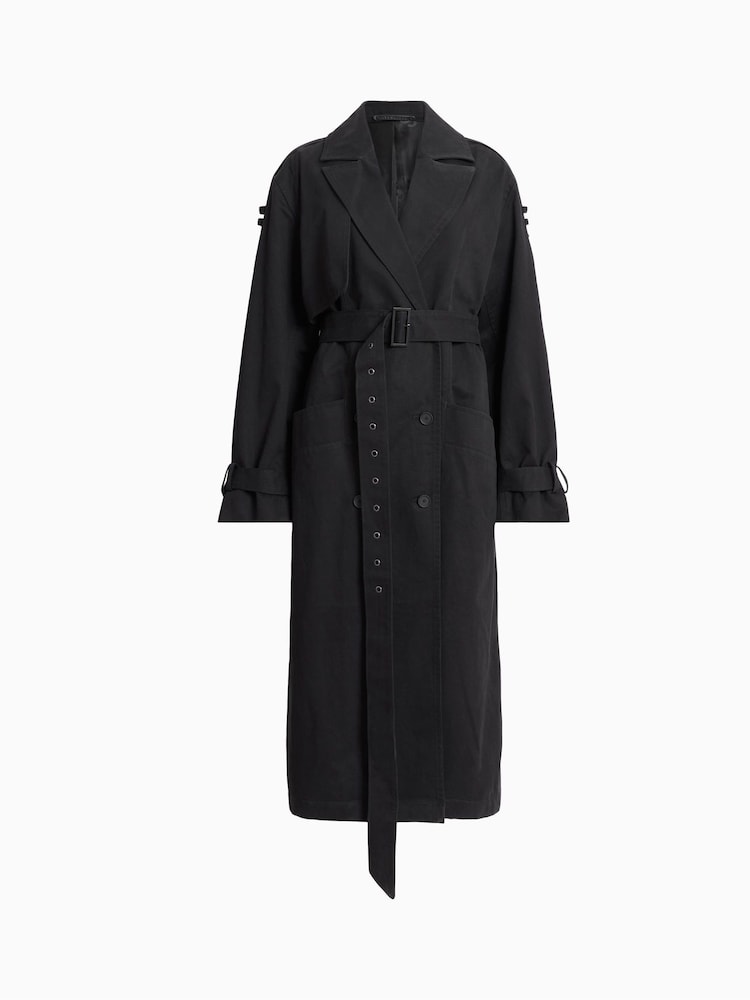 AllSaints Black Wyatt Trench Coats - Image 10 of 10