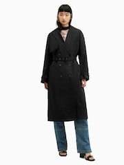 AllSaints Black Wyatt Trench Coats - Image 3 of 10