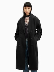 AllSaints Black Wyatt Trench Coats - Image 6 of 10