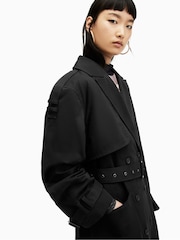 AllSaints Black Wyatt Trench Coats - Image 7 of 10