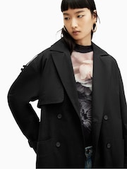 AllSaints Black Wyatt Trench Coats - Image 8 of 10