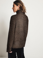 بني - Sparkle High Neck Knitted Jumper - صورة 3 من 7
