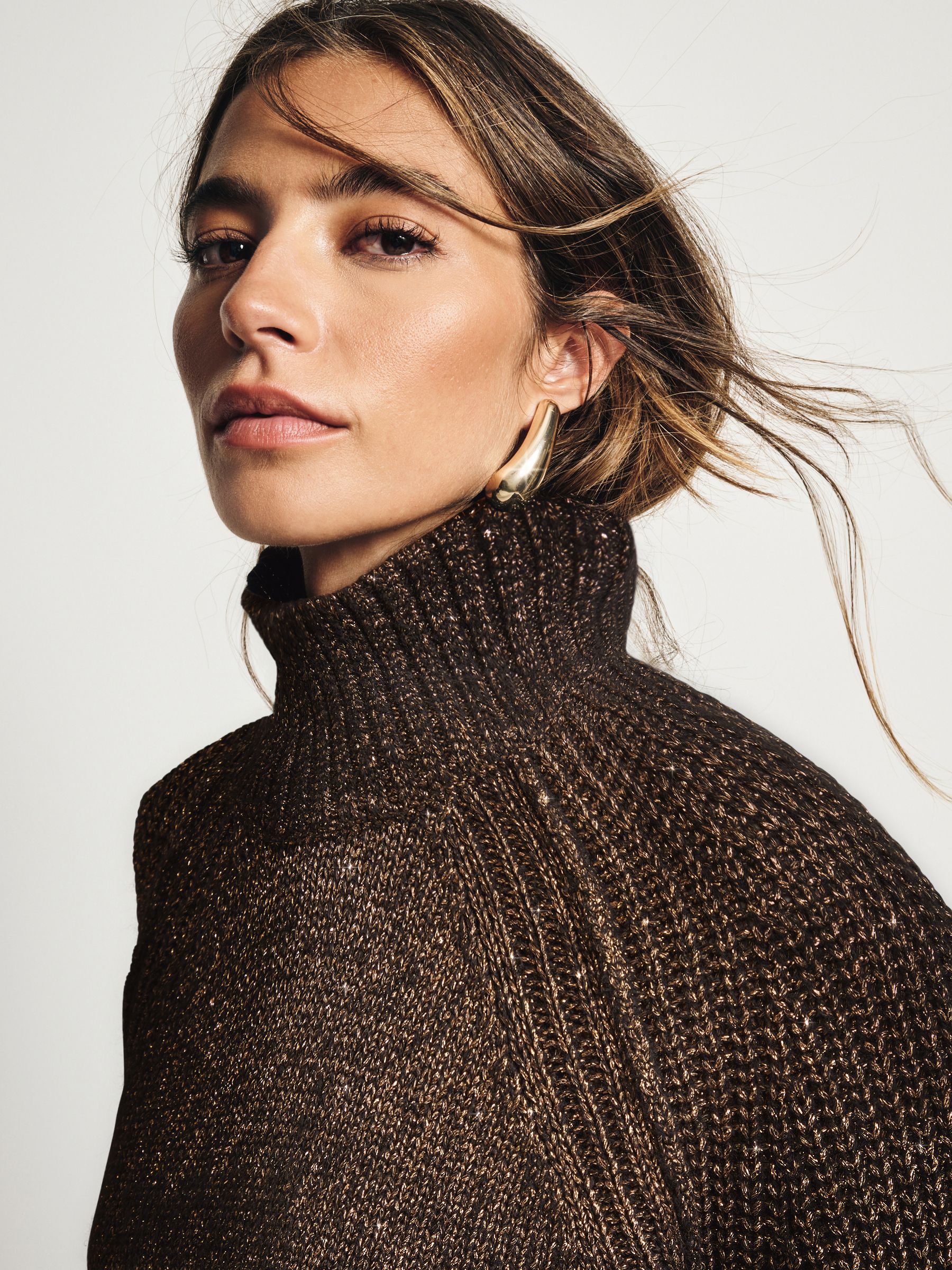 Buy Brown Chocolate Sparkle High Neck Knitted Jumper from Next USA
