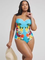 Figleaves Longer Length Underwired Bandeau White Swimsuit - Bild 1 von 4