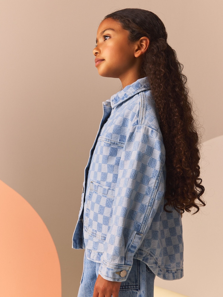 Check Denim Shacket (3-16yrs) - Image 4 of 9
