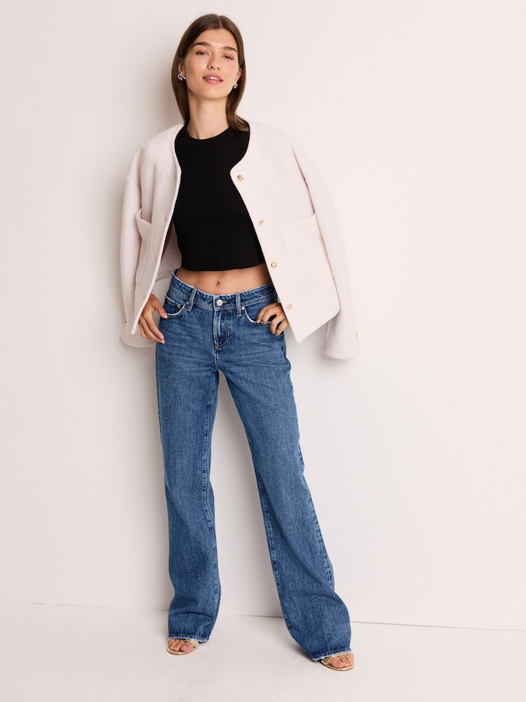 Dark Blue Relaxed Bootcut 100% Cotton Jeans - Image 1 of 7