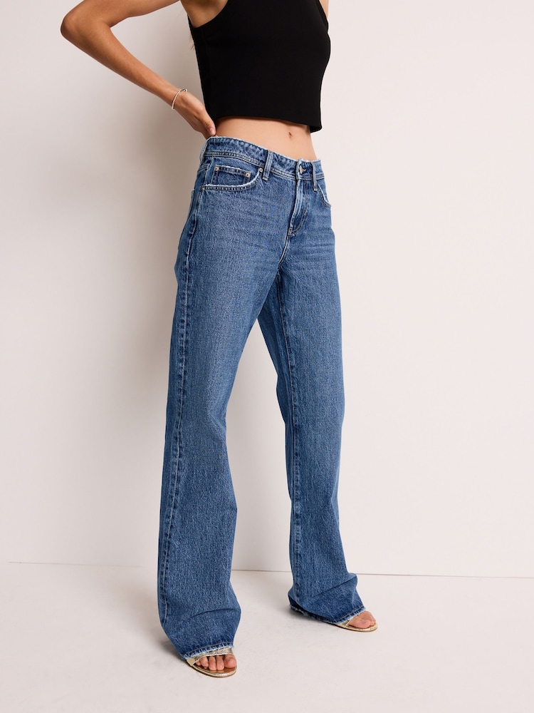 Dark Blue Relaxed Bootcut 100% Cotton Jeans - Image 2 of 7
