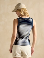Navy & Cream - Joules Striped Premium Ribbed Jersey Vest - Image 2 of 8