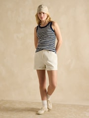 Navy & Cream - Joules Striped Premium Ribbed Jersey Vest - Image 6 of 8