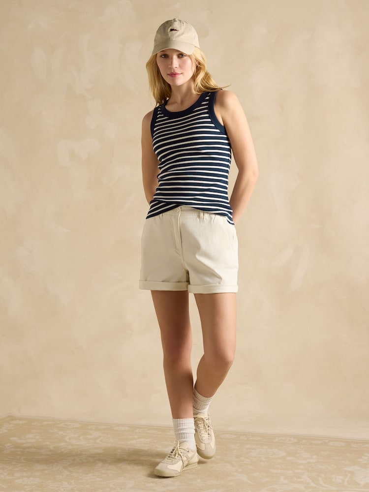 Joules Navy & Cream Striped Premium Ribbed Jersey Vest - Image 6 of 8
