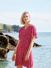 Seasalt Cornwall Red Wilsey Empire Line Flared Sleeve Dress - Image 1 of 5