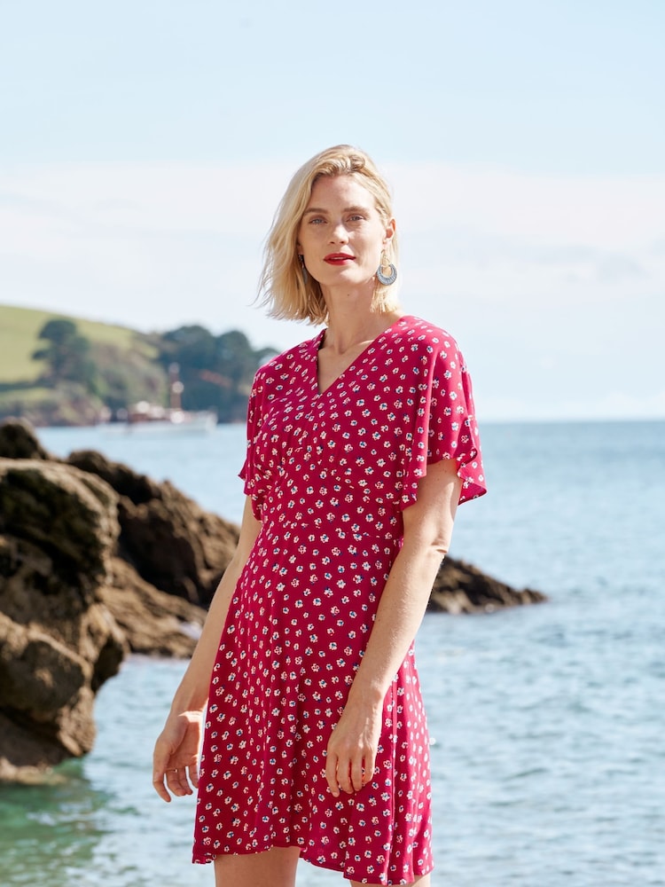 Seasalt Cornwall Red Wilsey Empire Line Flared Sleeve Dress - Image 1 of 5