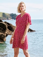 Seasalt Cornwall Red Wilsey Empire Line Flared Sleeve Dress - Image 2 of 5