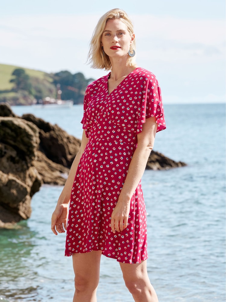 Seasalt Cornwall Red Wilsey Empire Line Flared Sleeve Dress - Image 2 of 5
