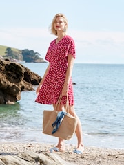 Seasalt Cornwall Red Wilsey Empire Line Flared Sleeve Dress - Image 3 of 5