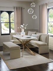 Soft Velvet Pebble 6 Seater Evie Dining Table and Corner Bench Set - Image 1 of 9