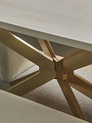 Soft Velvet Pebble 6 Seater Evie Dining Table and Corner Bench Set - Image 5 of 9