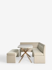 Soft Velvet Pebble 6 Seater Evie Dining Table and Corner Bench Set - Image 6 of 9