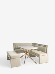Soft Velvet Pebble 6 Seater Evie Dining Table and Corner Bench Set - Image 8 of 9