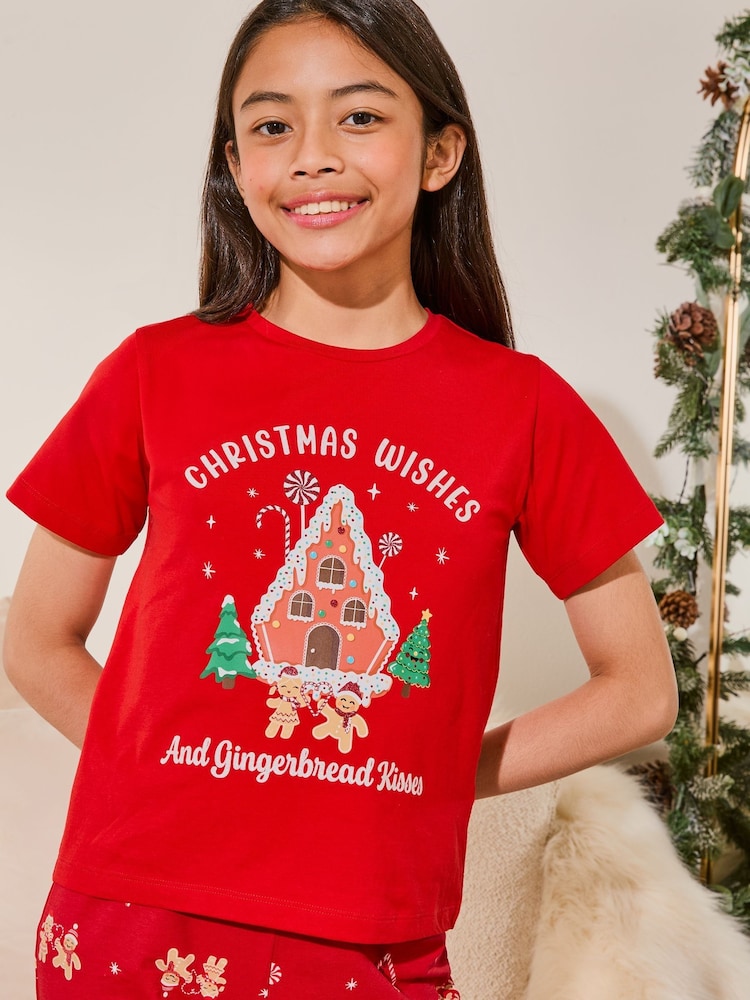 Lipsy Red Christmas Jersey Pyjamas Trousers Set (From 3-16yrs) - Image 2 of 4