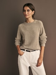 Neutral Mole Soft Touch Crew Neck Knitted Jumper with Alpaca - Image 1 of 7